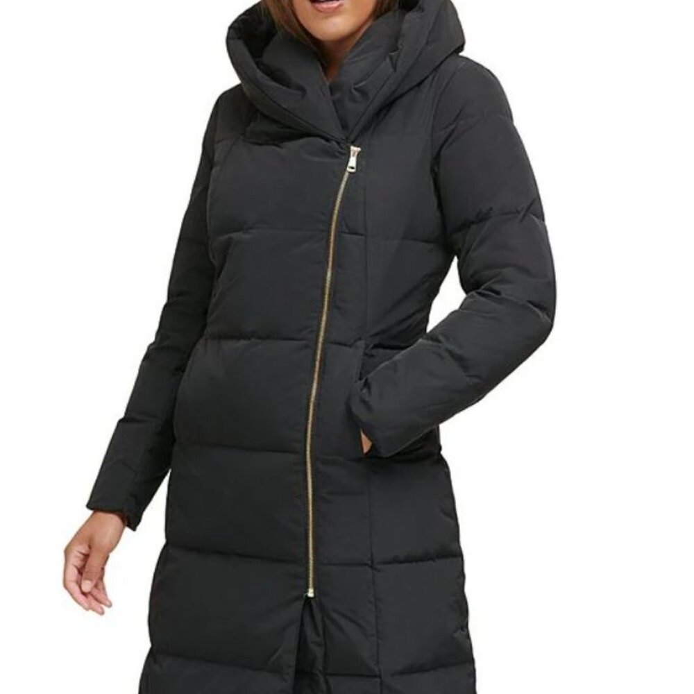 Cole Haan Signature Taffeta Down Quilted Oversize Hooded Front Zip Coat [size L]